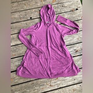 Purple hooded athletic cardigan